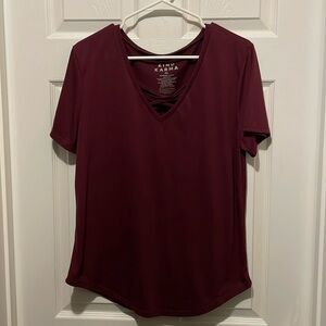 Maroon crisscross tee